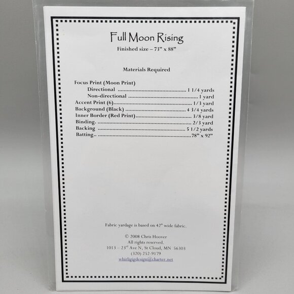 Full Moon Rising Quilt Pattern By Whirligig Designs 73 x 88 - Picture 3 of 3